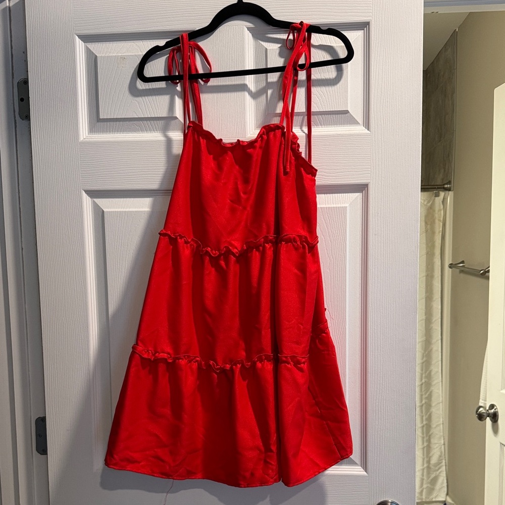 Red Sleeveless Ruffle Dress